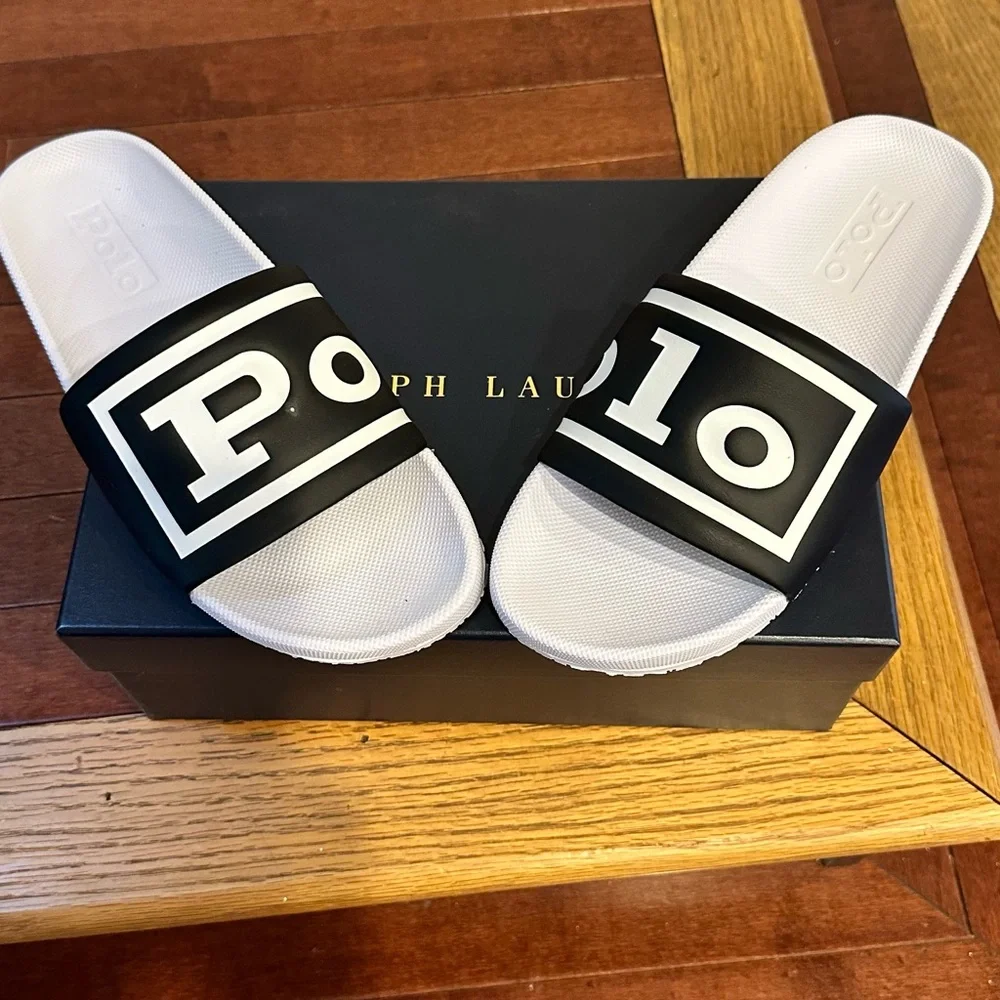 Mens Polo by Ralph Lauren Black and White Sandals